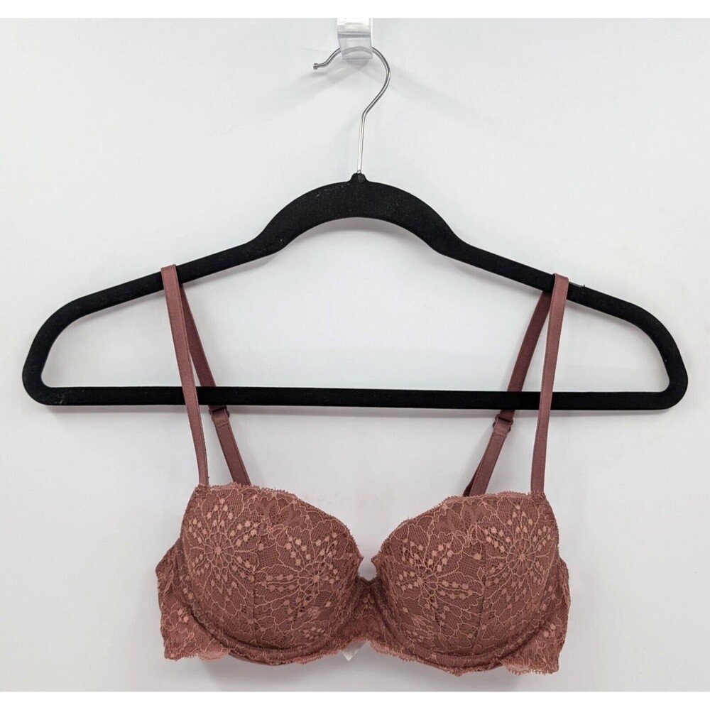 Victoria's Secret PINK Bra Women's 32B Brown Lace Date Push Up